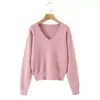 AliExpress Internacional Lançamentos Primavera 2026 Roupas Femininas Cor Sólida Temperamento Moda Gola V Versátil Suéter Tricô Simples