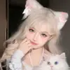 Faixa de cabeça com orelhas de gato azuis, estilo Lolita doce, presilha de cabelo de empregada para cosplay, acessório de cabelo com orelhas de animal de gatinho de pelúcia