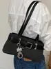 Bolso de Hombro Retro con Bloques de Color y Textura para Mujer Verano 2026 Nuevo Bolso Baguette Simple Casual con Decoración de Correa de Cuero