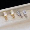Pendientes de botón cuadrados de plata S925, pendientes de 8 a 13 perlas con incrustaciones, accesorios de bricolaje, soporte vacío JG5192