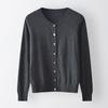 Cardigan de Tricô Feminino Cor Sólida Estilo Casual Manga Longa Botão Único Solto Base Urbana Imitação de Caxemira 100% de Alta Qualidade