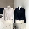 2026 Otoño Diseño Relajado Cuello Alto Camisa Corta Chaqueta Cárdigan Top