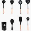 Amazon Hot Sale Utensílios de cozinha de silicone com cabo de madeira Conjunto de 13 peças Barril de armazenamento Antiaderente Utensílios de cozinha Pá de cozinha Colher
