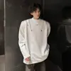 Moletom Masculino High Street Pesado com Ombreira 2025 Nova Marca Trendy de Alta Qualidade Modelo de Rua Bonito Usa Camiseta de Manga Longa
