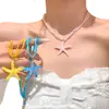 Collar Sencillo y Exquisito de Estrella de Mar Dopamina, Moderno y Versátil, Elegante Accesorio para Sesión de Fotos en la Playa, Collar de Estrella de Mar Colorido con Sentido del Diseño
