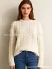 Suéter de Tricô Grosso com Tranças para Mulheres, Design Outono e Inverno 2026, Estilo de Nicho Transfronteiriço, Blusa Solta e Relaxada