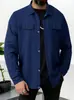 Nueva Chaqueta Abrigo Casual de Hombre Amazon Transfronterizo Otoño Waffle Color Sólido Bolsillo Superior Manga Larga