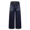 Jeans anchos desgastados para hombre con diseño de estrella de cinco puntas con cuentas de moda, pantalones holgados rectos de nicho