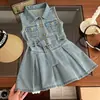 Vestido de Mezclilla para Niña 2026 Verano Nuevo Moderno Elegante Sin Mangas Vestido de Princesa Falda de Mezclilla para Niña Pequeña