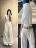 Pantalones Largos de Pierna Ancha de Cintura Alta Finos Estilo Coreano Chanlan para Mujer, Caídos, Plisados, Versátiles, Deportivos, Adelgazantes, de Pierna Recta