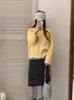 Cardigan Suéter Abrigo de Punto Suave de Manga Larga Jacquard Hueco Cuello Redondo Estilo Francés Suave para Mujer