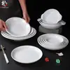 Plato Blanco de Melamina para Cocina de Restaurante, Plato Redondo para Hot Pot, Plato Creativo, Plato Comercial para Guarnición de Comida Occidental