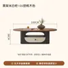 Mesa de centro oval de nogueira para uso doméstico na sala de estar, mesa de chá de designer francês para apartamento pequeno, luxo leve, retrô vintage de alta qualidade