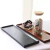 Bandeja de Madera Nueva para Sala de Estar, Bandeja de Té con Bordes Biselados, Plato Rectangular Largo de Madera para Hotel