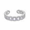 Nuevo Anillo Abierto de Cadena Cubana Incrustado con Circonita y Diamantes Completos Anillo de Lujo Ligero de Alto Nivel Diseño de Nicho Anillo Apilable