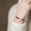 Pulsera de Loto de Buena Suerte con Cuentas de Loto de Cinabrio, Pulsera Tejida para Mujer, Estilo Hada, Regalo para Novia o Mejor Amiga