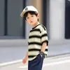 Camiseta de manga corta para niño estilo coreano Top a rayas para bebé Verano Ropa infantil callejera Camiseta básica de algodón puro de media manga
