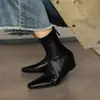 Botas Chelsea silenciosas, ultrassuaves, bico quadrado, salto grosso, salto médio, cano curto para mulheres, nova coleção da moda outono/inverno 2026