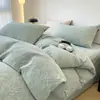 Conjunto de cama de quatro peças em gaze dupla de algodão escovado, capa de edredom 100% algodão, conjunto de lençóis de três peças, lençol com elástico, roupa de cama para dormitórios estudantis