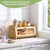 Caja de Pan de Bambú Transfronteriza Caja de Almacenamiento de Alimentos Horneados Cocina Escritorio Vidrio Transparente Doble Capa Caja de Pan de Madera