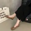 Sapatos baixos de bico redondo, estilo minimalista francês Chuyuji, de calçar, prateados, para mulheres, novos sapatos baixos estilo balé para vovó