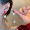 Pendientes Festivos Rojos de Año Nuevo para Mujer Pendientes de Temperamento de Alta Gama Nuevos Pendientes Calientes de Otoño e Invierno Pendientes de Boda de Año Nuevo