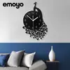 Reloj de pared de pavo real creativo estilo nórdico para sala de estar, reloj de pared decorativo, reloj de espejo silencioso y moderno