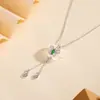 Collar con Borlas de Mariposa de Disparo Real de Tichia para Mujer Plata de Ley S925 Nuevo Estilo Chino Único Elegante Collar de Mariposa de Calcedonia Blanca