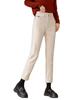Jeans Caqui Rectos con Forro de Felpa Otoño/Invierno 2026 para Mujer, de Cintura Alta, Versátiles, Corte Delgado, Pantalones Cigarrillo Elásticos