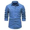 Outono Novo Comércio Exterior Transfronteiriço Tamanho Europeu Camisa Jeans Masculina Moda Todos os Jogos Camisa de Manga Comprida Top Masculino
