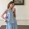 Chal sin mangas con lazo tridimensional de la primavera de 2026 Vestido falso de dos piezas