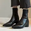 Botines coreanos de punta fina para mujer Otoño/Invierno 2026, botines minimalistas elásticos ajustados, botines blancos de tacón grueso suaves