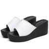 Sandalias de Verano Transfronterizas 2024 para Mujer, Estilo Coreano con Tacón de Cuña, Chanclas de Piel de Vaca para Mujer, Sandalias de Deslizamiento con Punta Abierta que Aumentan la Altura, Colores Caramelo