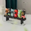 Set Creativo Lindo Nórdico de Seis Adornos de Animales Gatos para Decoración de Escritorio de Sala de Estar en Casa Artesanías Pintadas a Mano