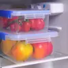 Compartimento Refrigerado Retangular Transparente de Plástico para Gaveta de Geladeira com Tampa, Caixa de Embalagem Refrigerada Selada, Caixa de Armazenamento