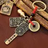 Latão Dinheiro dos Cinco Imperadores Pingente Chaveiro Zodiacal Doze Signos Chaveiro Atrator de Fortuna Ornamentos Acessórios para Reunião no Templo