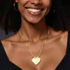 Colar de Coração de Alto Padrão 18K Banhado a PVD Finamente Trabalhado com Design Estilo Ins Coração Oversized em Aço Inoxidável para Mulheres