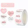 500 Pegatinas/Rollo Pegatinas de Agradecimiento con Forma de Corazón Corazón Rosa Decorativo Sellado de Sobres Etiquetas de Decoración de Boda Venta al por Mayor Caliente
