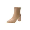 Botines de Tacón Alto Puntiagudos Estilo Francés para Mujer Botines Pequeños Otoño e Invierno 2024 Nuevos Botas Elegantes de Tacón Grueso para Abrigo Botas Martin