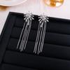 Pendientes de Zirconia con Empalme en Forma de Gota de Agua Estilo Europeo y Americano, Exquisitos y Únicos, Pendientes de Temperamento Elegante, Accesorios de Oreja con Borlas Modernos y Personalizados