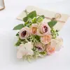 Buquê Combinado de Hortênsia Rosa Azul Gelo Triturado Simulada Venda Quente Transfronteiriça da Amazon Decoração de Casa Flores Artificiais Estoque Atacado