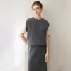 Fio Konsaini 100% Caxemira Feminino Padrão Torcido Falso Duas Peças Moda para o Trabalho Suéter de Caxemira Solto Tricô Color Block