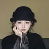Boina de Lã Preta para Mulheres 2026 Novo Outono e Inverno Estilo Francês Hepburn Chapéu de Expatriada Chapéu de Pescador