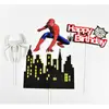 Decoración de Pastel de Spiderman Adorno de Cumpleaños Set de Plástico Sólido Avengers Enchufe de Cable