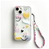 Capa criativa de celular iPhone 15 com grafite de amor para Apple 14promax corrente de contas portátil resistente a quedas 13/12