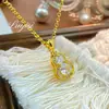 Nuevo Collar con Colgante de Calabaza Dorada Fulu, Diseño de Lujo Accesible de Alta Gama, Cadena para Clavícula con Moissanita de 2 Quilates Incrustada de Diamantes