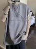 Chaleco de Gamuza con Relieve Estilo High Street Americano para Hombre Verano Nuevo Estilo Transpirable Oversize Sin Mangas Camiseta Moderna