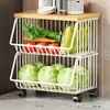 Estante de Almacenamiento de Cocina Cesta para Frutas y Verduras Sala de Estar Estante de Almacenamiento para Juguetes y Snacks Carrito Pequeño Multifuncional de Pie para el Hogar