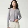 26 Otoño Nuevo Cardigan de Punto de Cachemir para Bebé con Cuello Redondo Simple para Mujer con Botones de Encaje Delicado con Brillo Ropa Exterior Suave y Cómoda