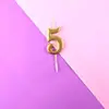 Nuevas Velas Chapadas en Oro con Números Transparentes para Celebraciones de Aniversario, Venta al por Mayor desde el Fabricante, Velas con Números 0-9 Empaquetadas Individualmente en PVC